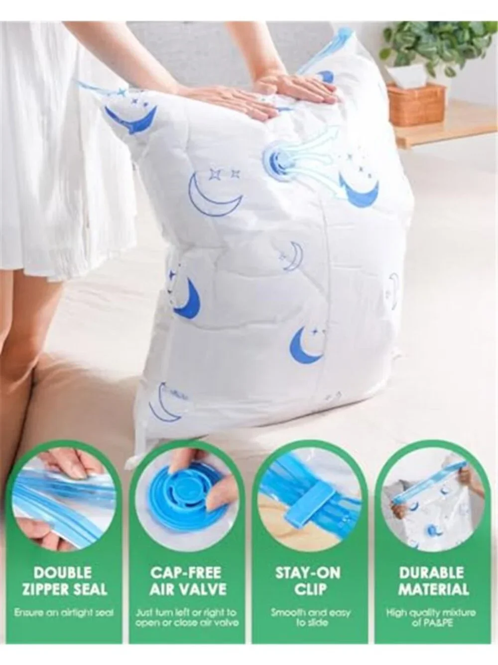 Vacuum Storage Bags 25 Pack Electric Pump Travel Compression Space Saver Bags